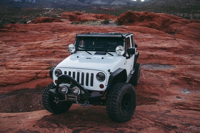 jeep on rock