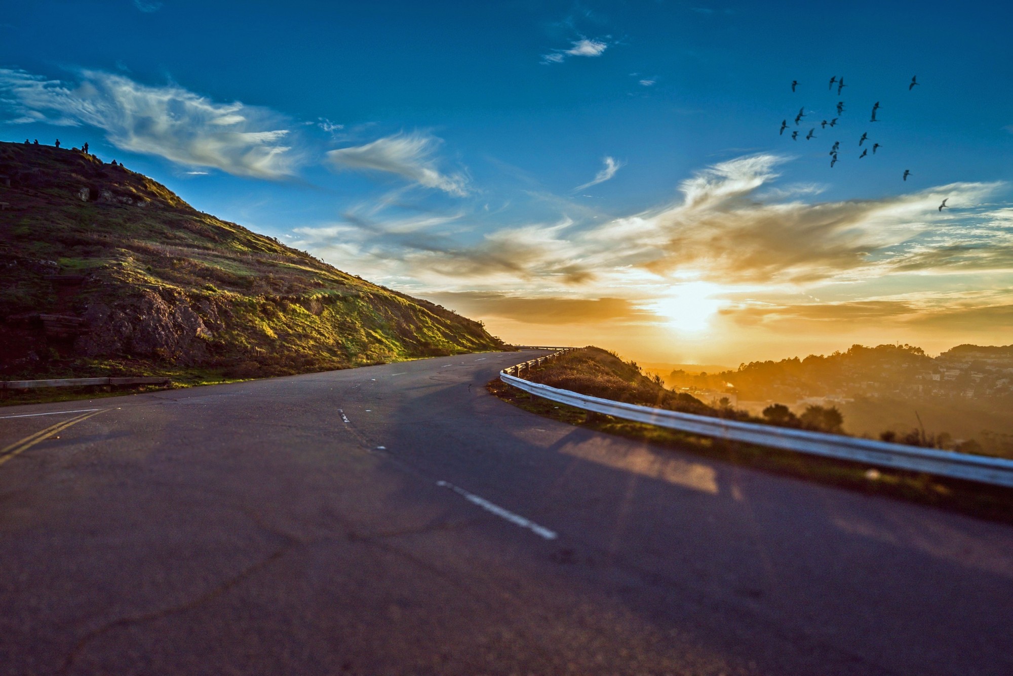 road with sunset