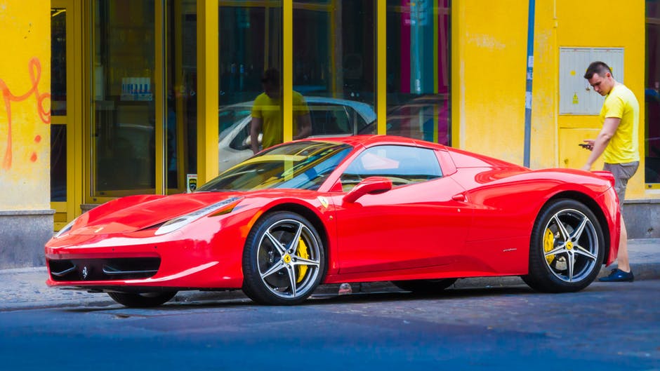 red car on street